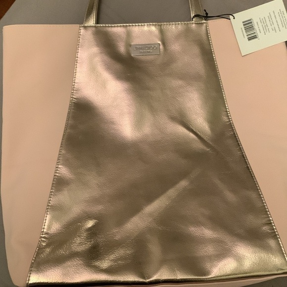 NWT Jimmy Choo Pale Pink & Gold Large Tote /Bag Size 15x17 - Picture 5 of 9